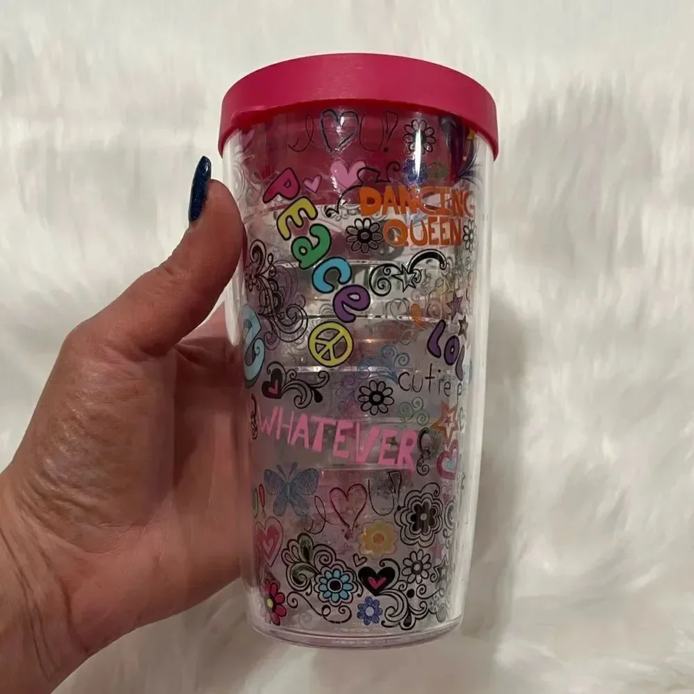 Tervis 16oz Love Superstar Floral Insulated Tumbler with Wrap and Red Lid Clear